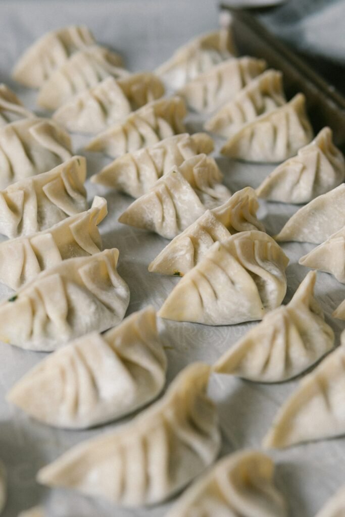 Wonton wrappers and dumplings used for dumpling lasagna